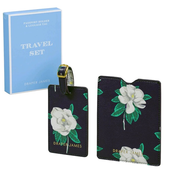Draper James Travel Set Passport Holder Luggage Tag Magnolia Print NIB - Picture 2 of 6